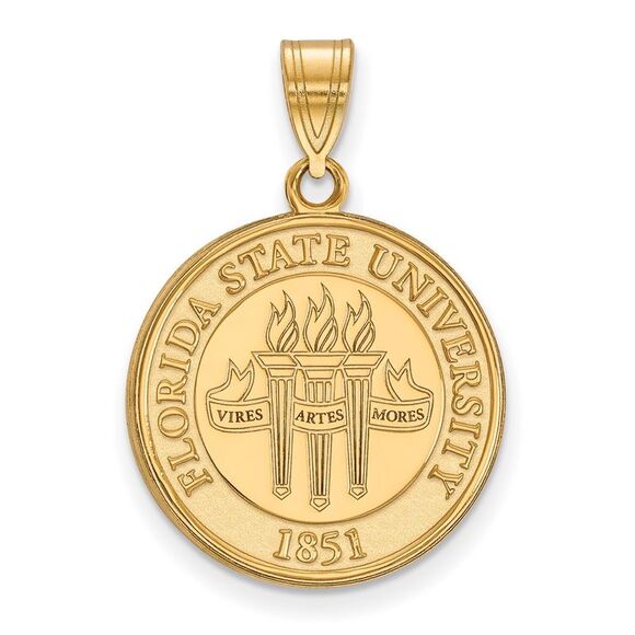 14K Yellow Gold Florida State University Large Crest Pendant